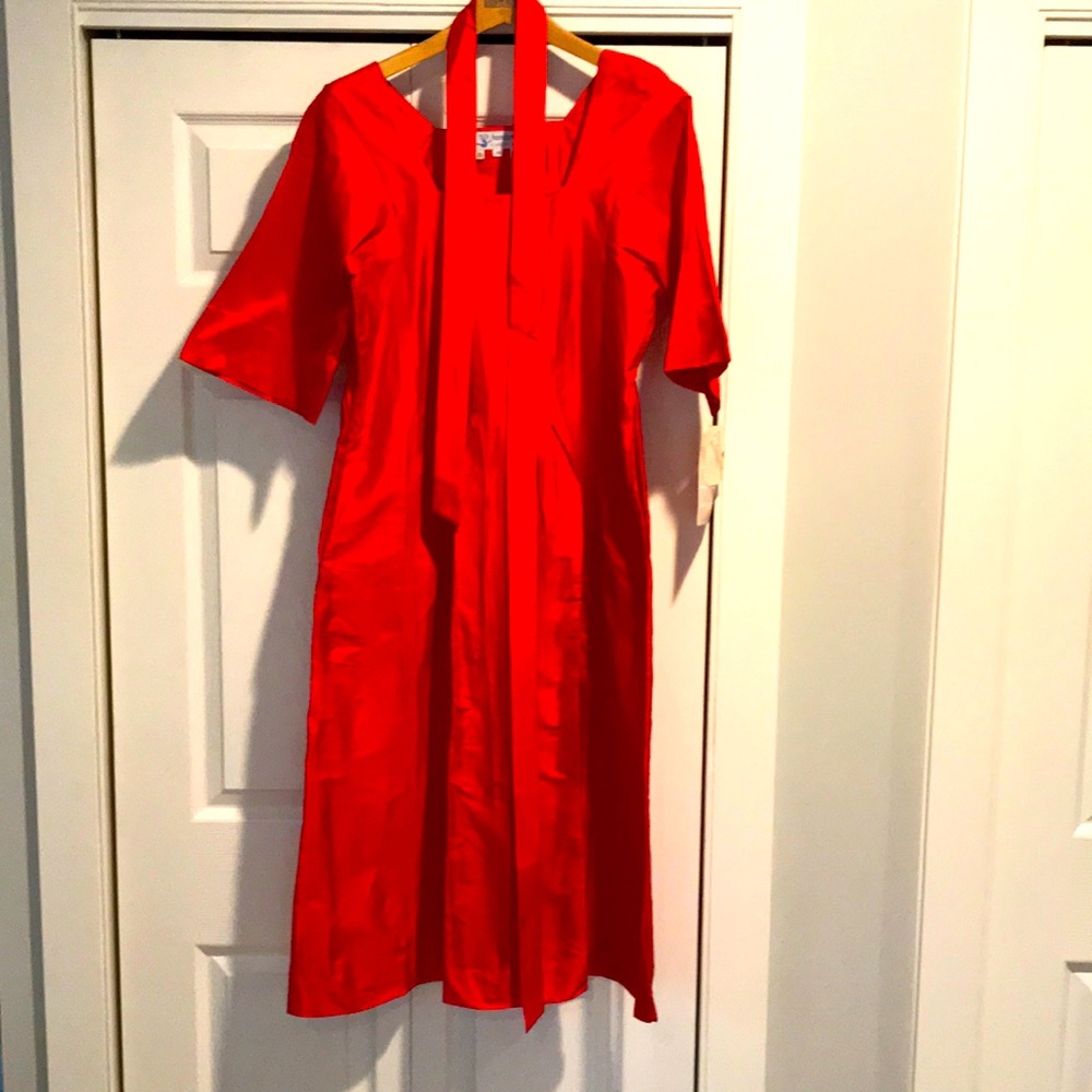 Red silk dress